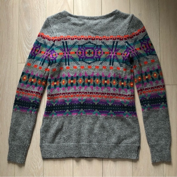 Chaps Denim Grey Jacquard Sweater - Picture 3 of 11